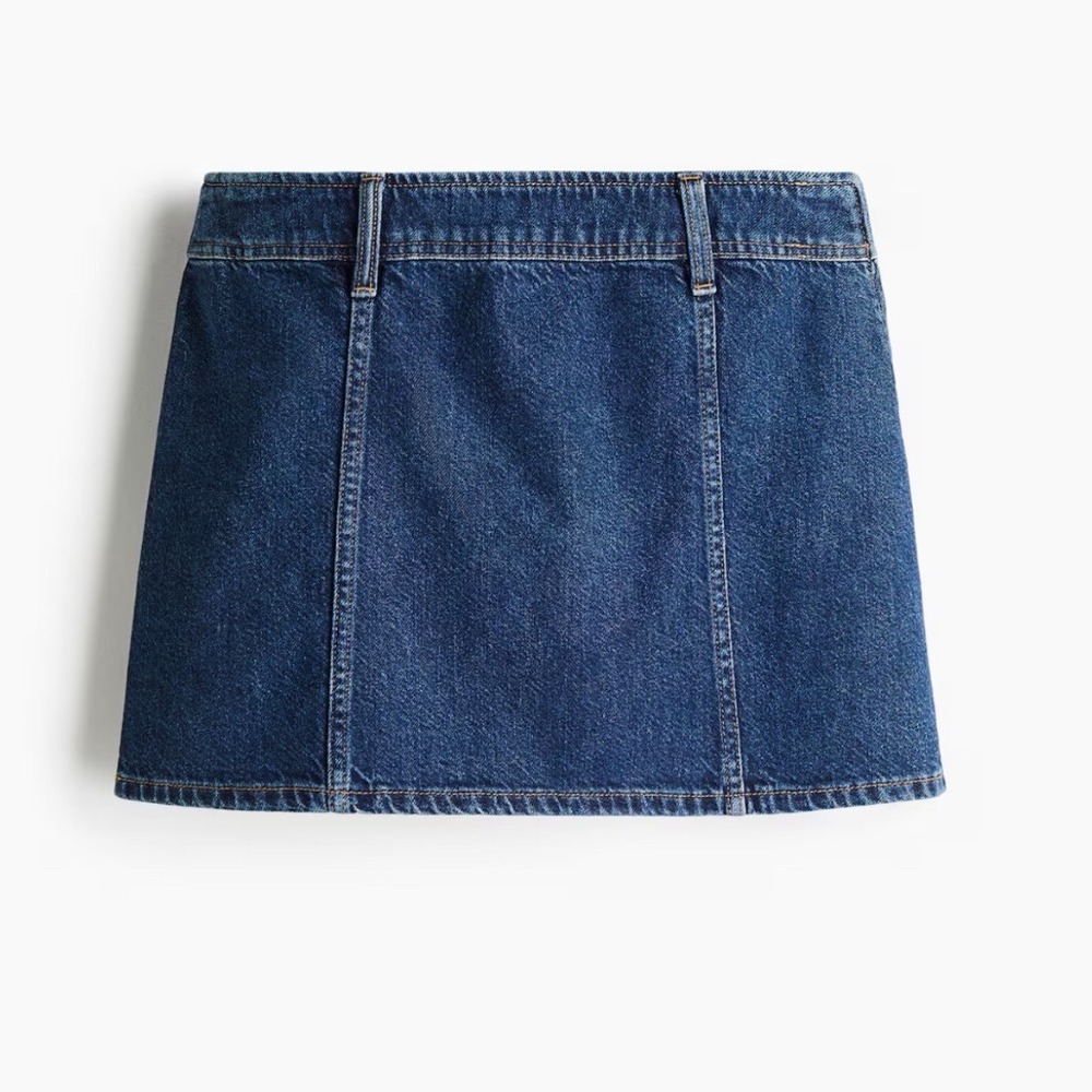 H&M Divided Denim Mini‎ Skirt Blue Button Fly A Line Casual Women Size 12